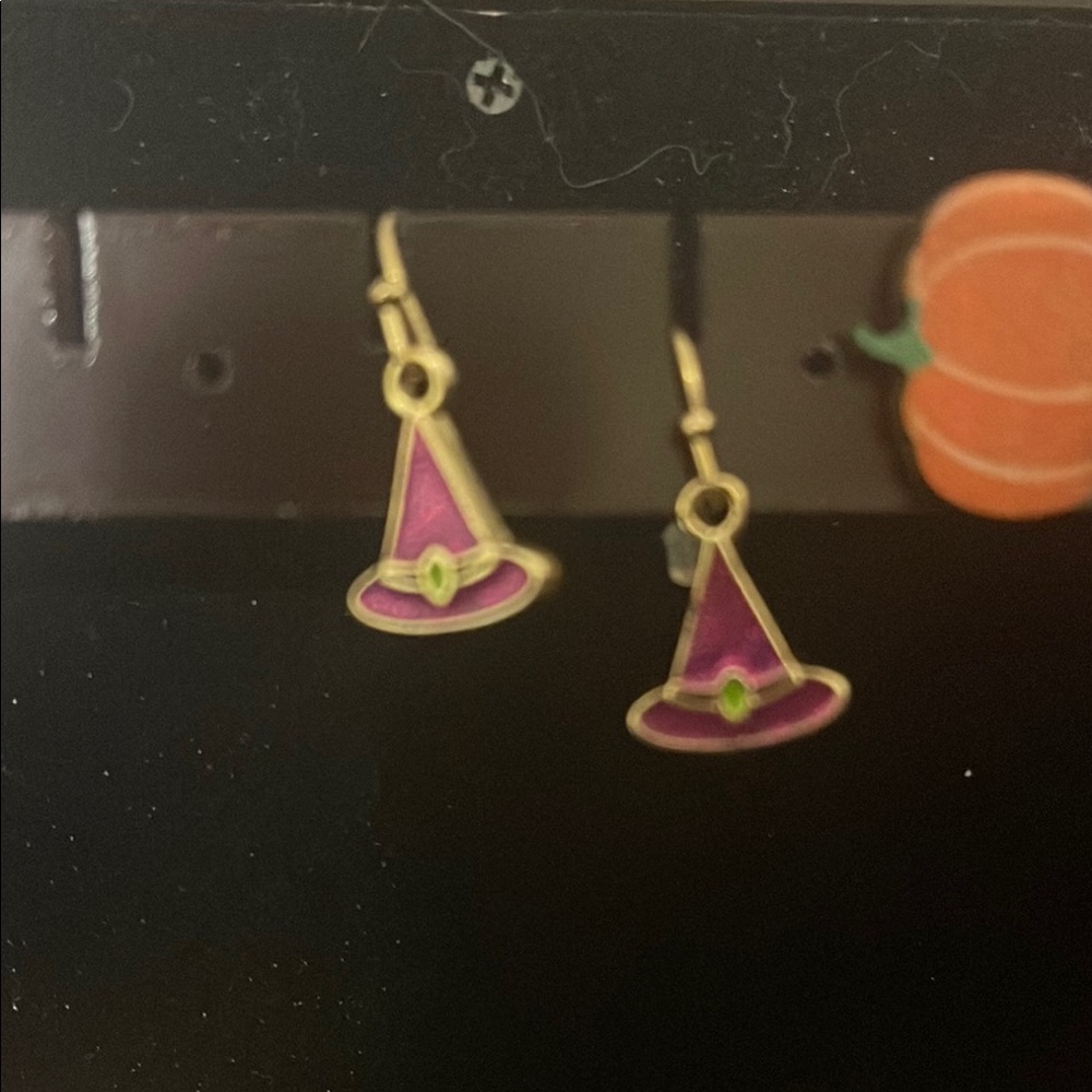 Pink Witch Hat Earrings